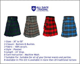 Scottish Men's Modern Blue Ramsay 16oz Tartan Pockets Utility Kilt, Cargo Kilt