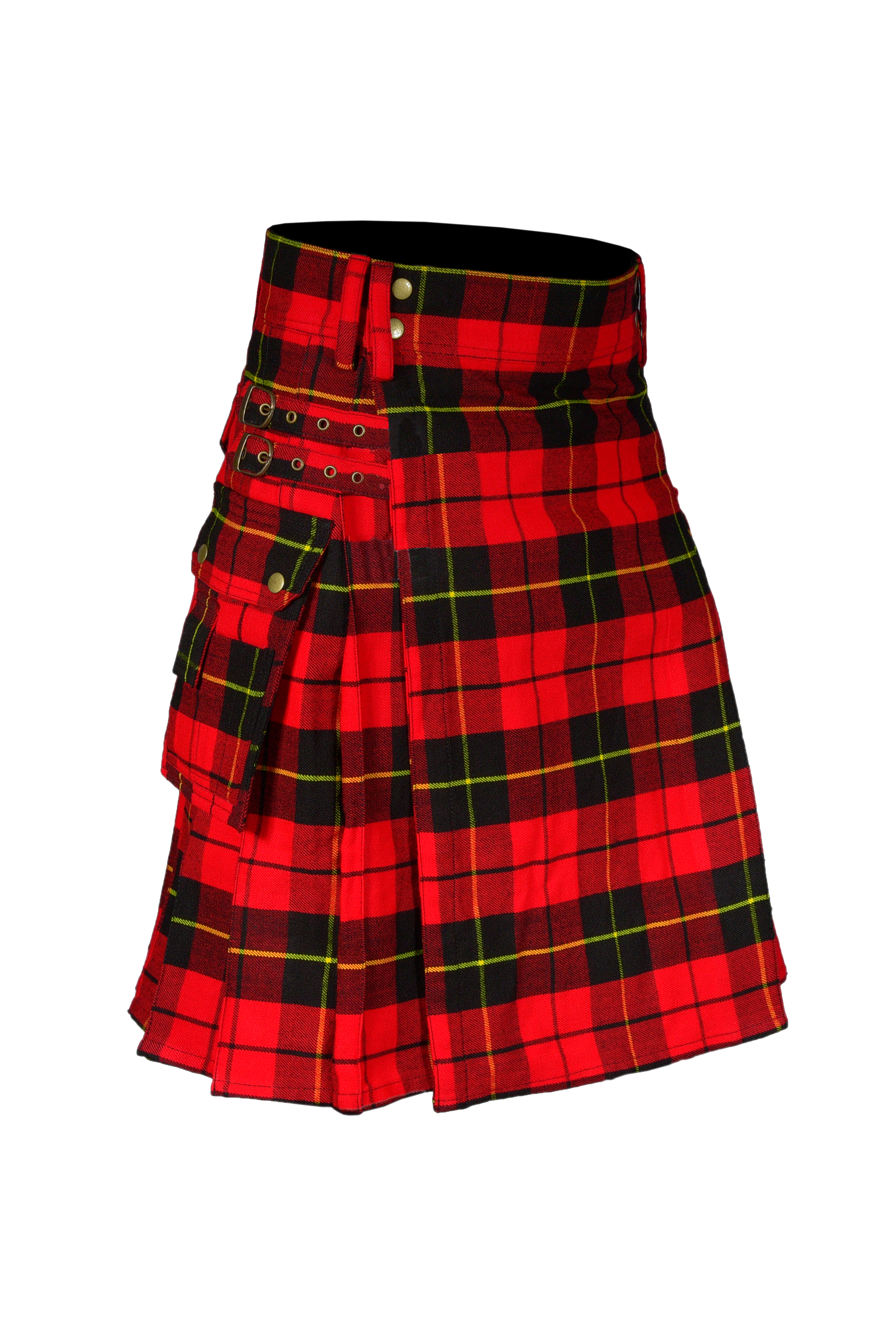 Scottish Men's Modern Wallace 16oz Tartan Pockets Utility Kilt, Cargo Kilt