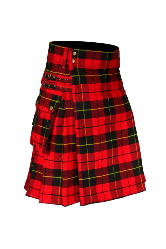 Scottish Men's Modern Wallace 16oz Tartan Pockets Utility Kilt, Cargo Kilt
