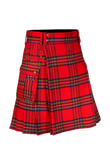 Scottish Men's Modern Royal Stewart 16oz Tartan Pockets Utility Kilt, Cargo Kilt