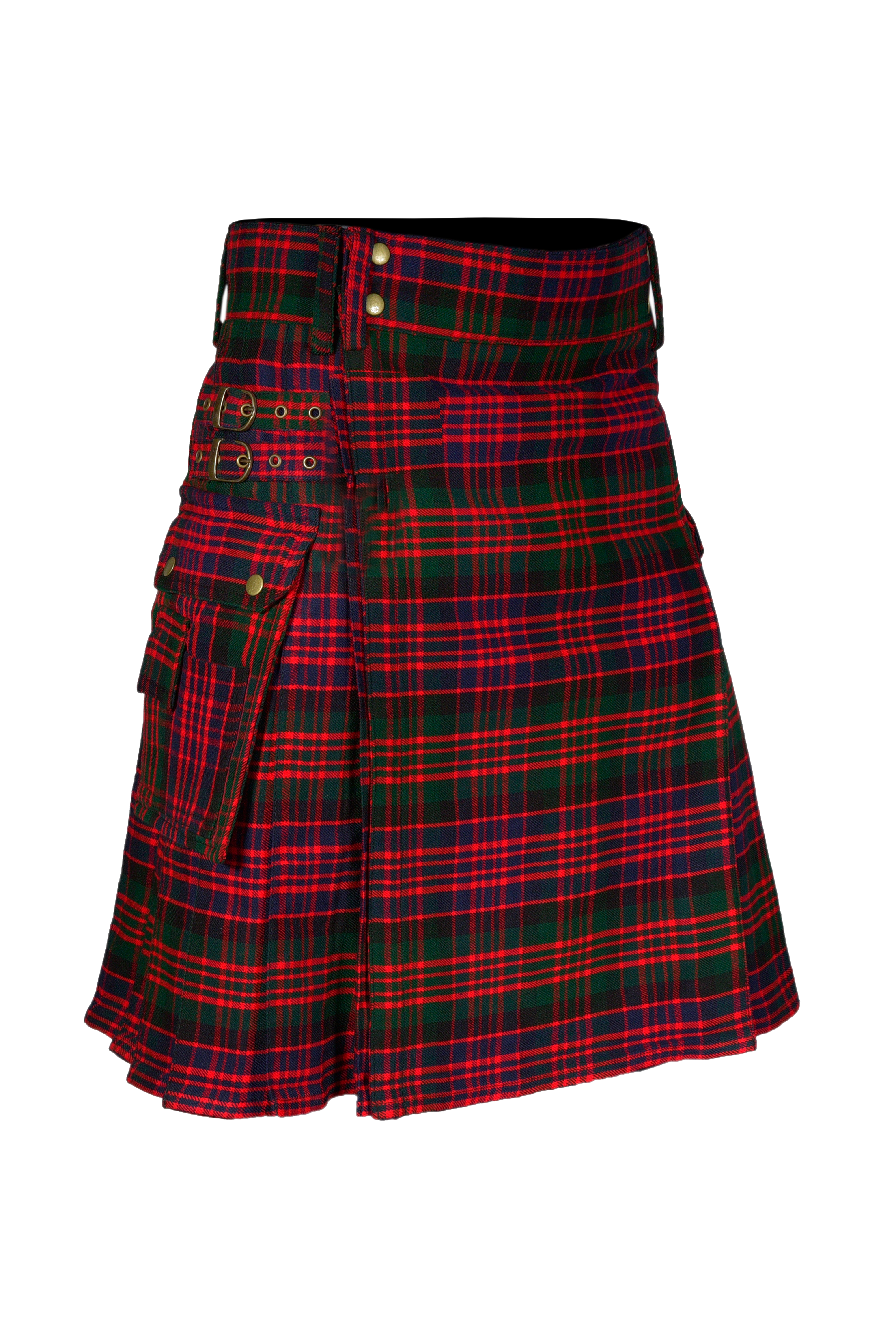 Scottish Men's Modern Macdonald 16oz Tartan Pockets Utility Kilt, Cargo Kilt