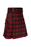 Scottish Men's Modern Macdonald 16oz Tartan Pockets Utility Kilt, Cargo Kilt