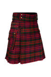 Scottish Men's Modern Macdonald 16oz Tartan Pockets Utility Kilt, Cargo Kilt