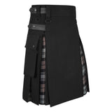 Men's Black Watch Weathered Tartan Hybrid Kilt with Cargo Pockets, Utility Kilt