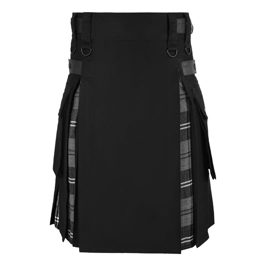 Men's Granite Tartan Hybrid Kilt with Cargo Pockets, Utility Kilt