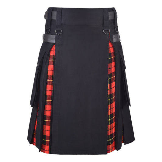 Men's Wallace Tartan Hybrid Kilt with Cargo Pockets, Utility Kilt