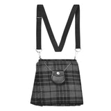 Traditional Scottish Women Tartan Bag Pleated Crossbody Purse - Adjustable Straps, Zip Closure Grey Tartan