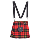 Traditional Scottish Women Tartan Bag Pleated Crossbody Purse - Adjustable Straps, Zip Closure Wallace Tartan