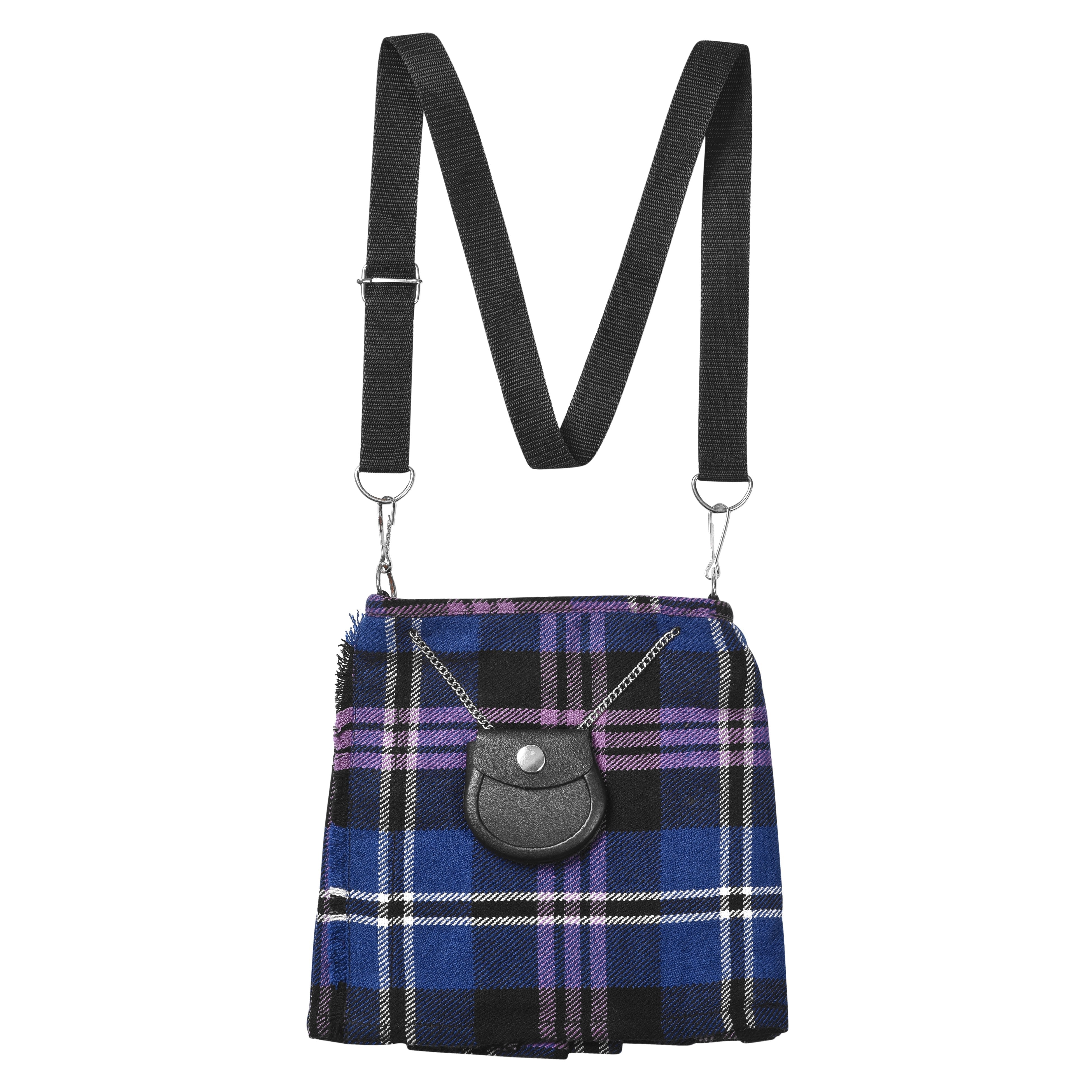 Traditional Scottish Women Tartan Bag Pleated Crossbody Purse - Adjustable Straps, Zip Closure Scottish Heritage Tartan