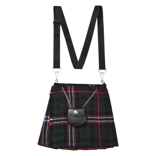 Traditional Scottish Women Tartan Bag Pleated Crossbody Purse - Adjustable Straps, Zip Closure Scottish National Tartan
