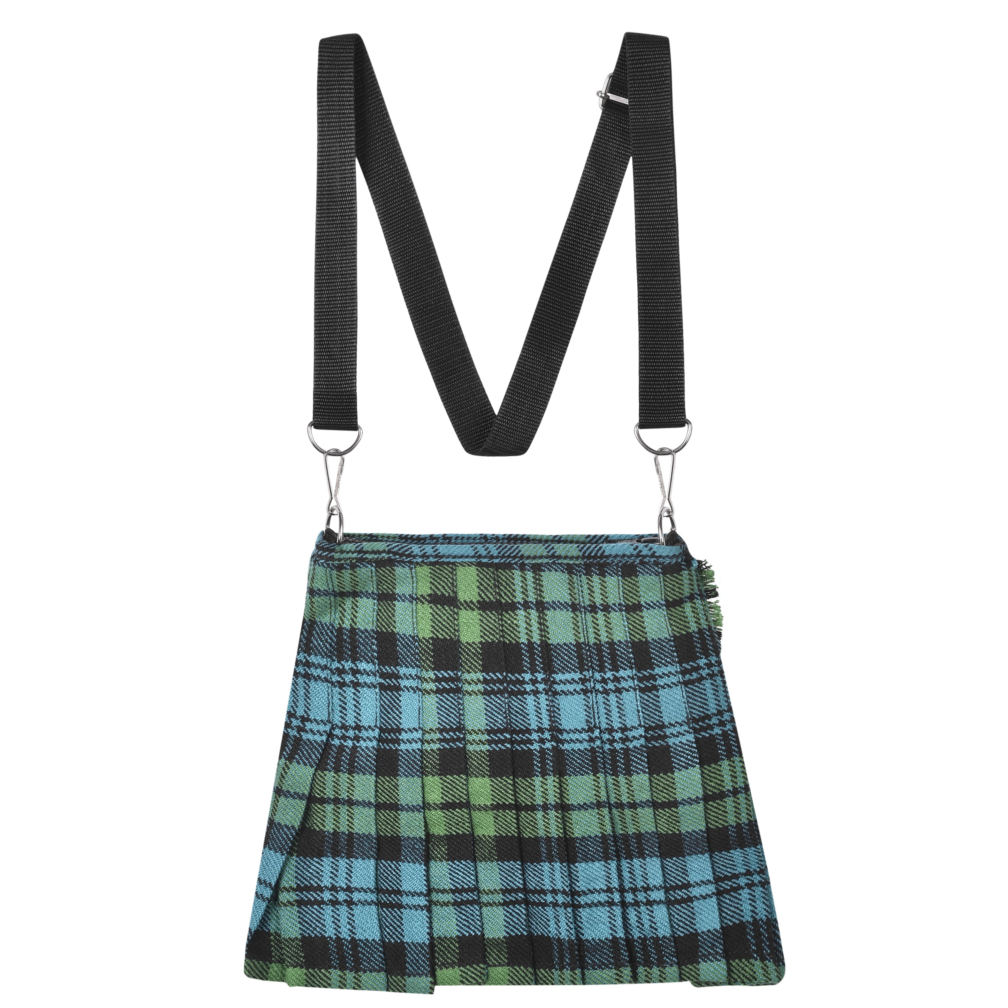 Traditional Scottish Women Tartan Bag Pleated Crossbody Purse - Adjustable Straps, Zip Closure Campbell Ancient Tartan