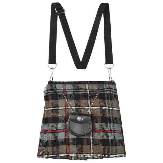 Traditional Scottish Women Tartan Bag Pleated Crossbody Purse - Adjustable Straps, Zip Closure Mackenzie Weathered Tartan