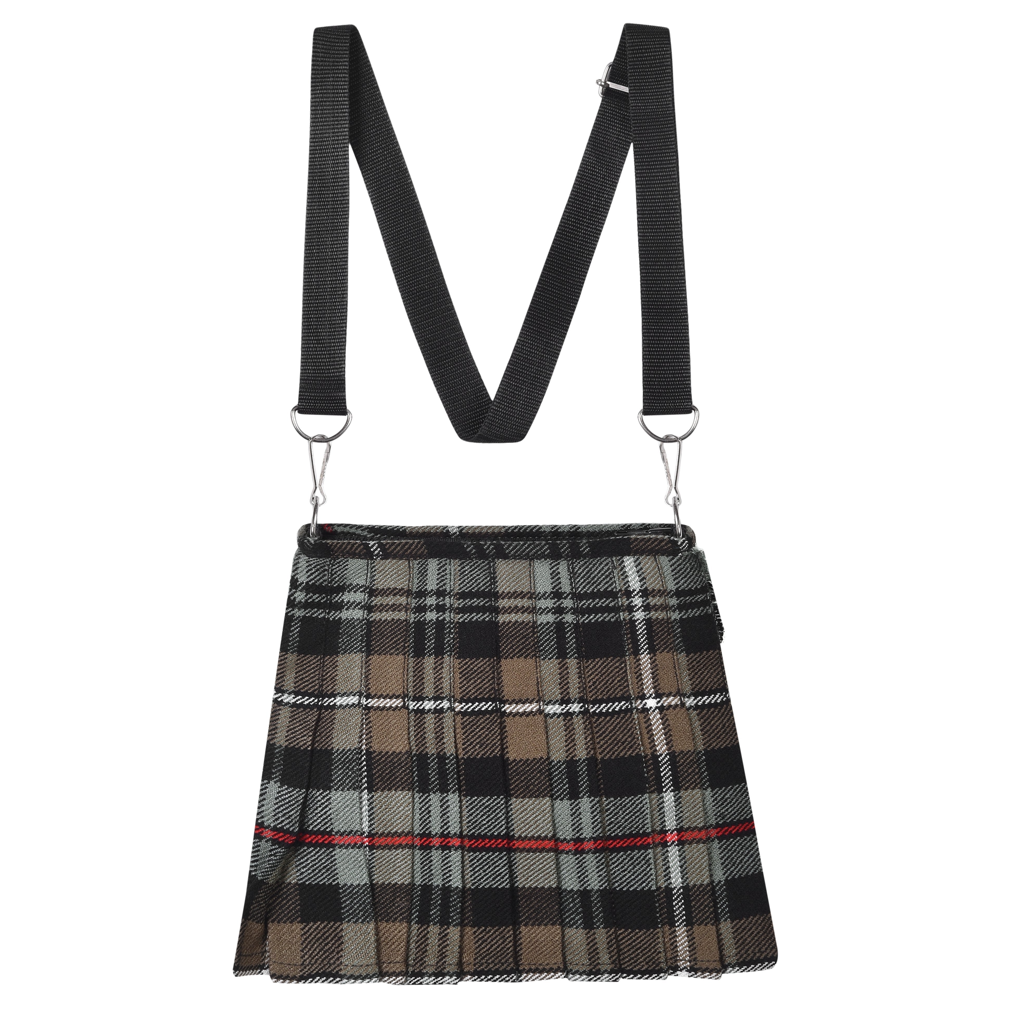 Traditional Scottish Women Tartan Bag Pleated Crossbody Purse - Adjustable Straps, Zip Closure Mackenzie Weathered Tartan