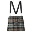 Traditional Scottish Women Tartan Bag Pleated Crossbody Purse - Adjustable Straps, Zip Closure Black Watch Weathered Tartan