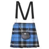 Traditional Scottish Women Tartan Bag Pleated Crossbody Purse - Adjustable Straps, Zip Closure Blue Ramsay Tartan