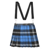 Traditional Scottish Women Tartan Bag Pleated Crossbody Purse - Adjustable Straps, Zip Closure Blue Ramsay Tartan