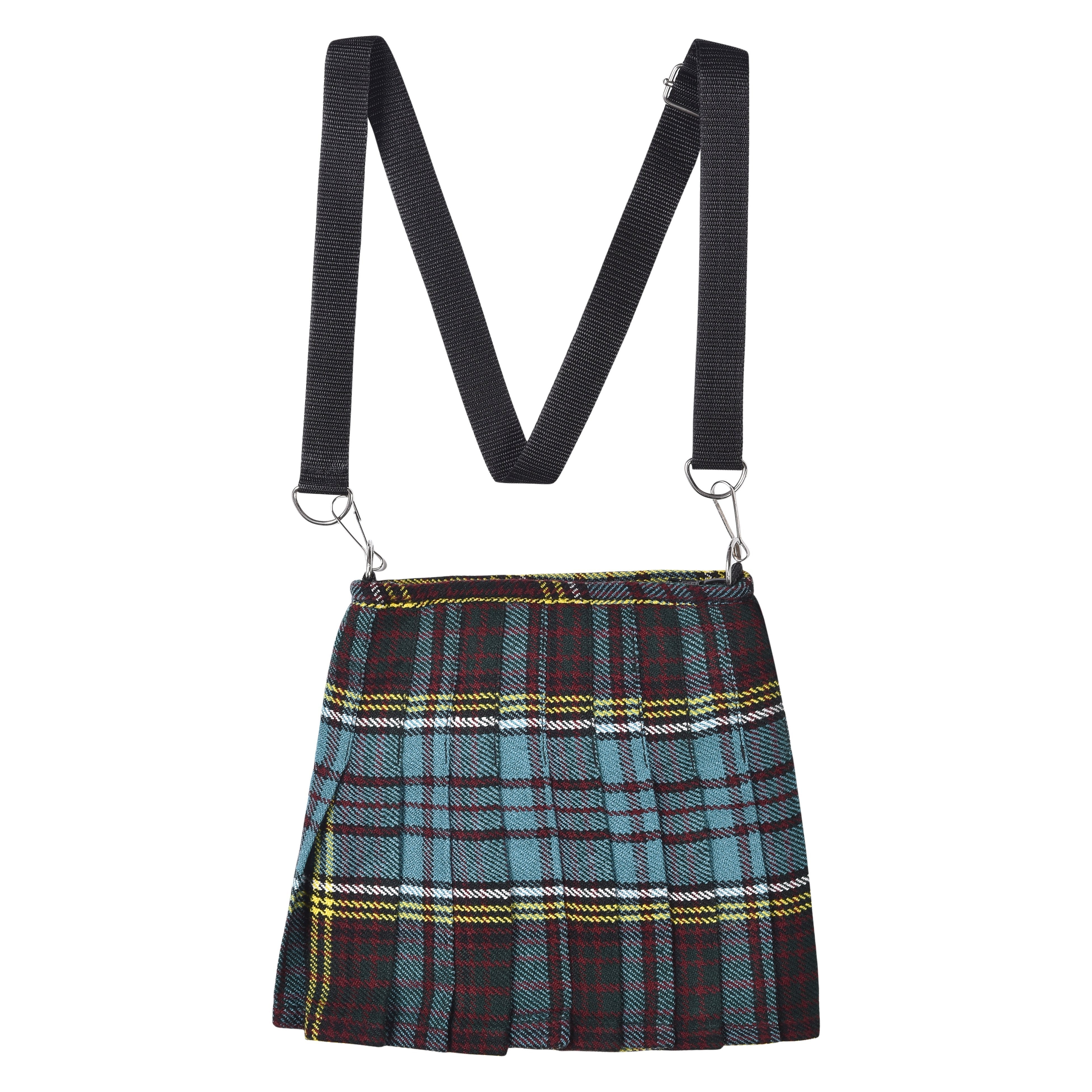 Traditional Scottish Women Tartan Bag Pleated Crossbody Purse - Adjustable Straps, Zip Closure Anderson Tartan
