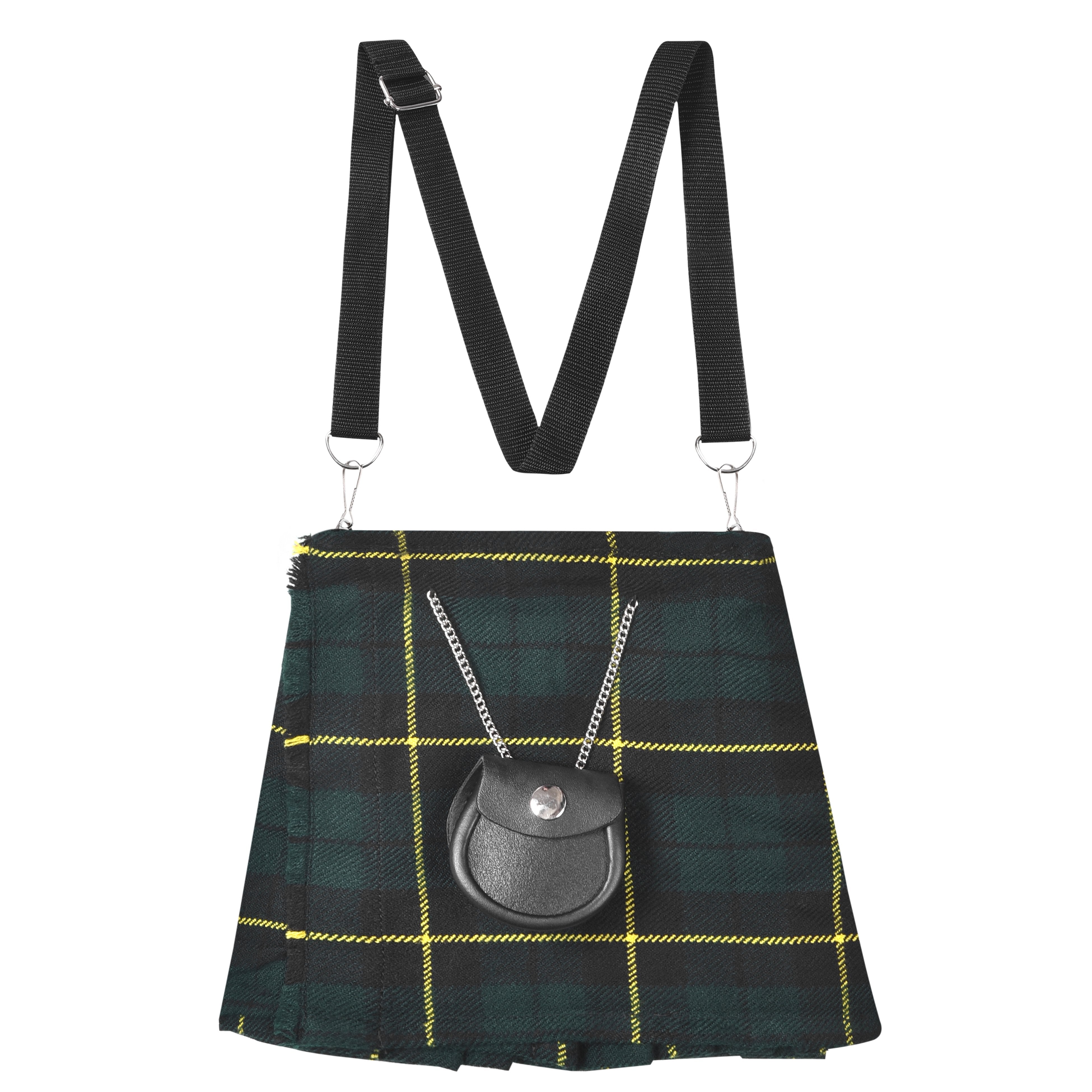 Traditional Scottish Women Tartan Bag Pleated Crossbody Purse - Adjustable Straps, Zip Closure Wallace Hunting Tartan