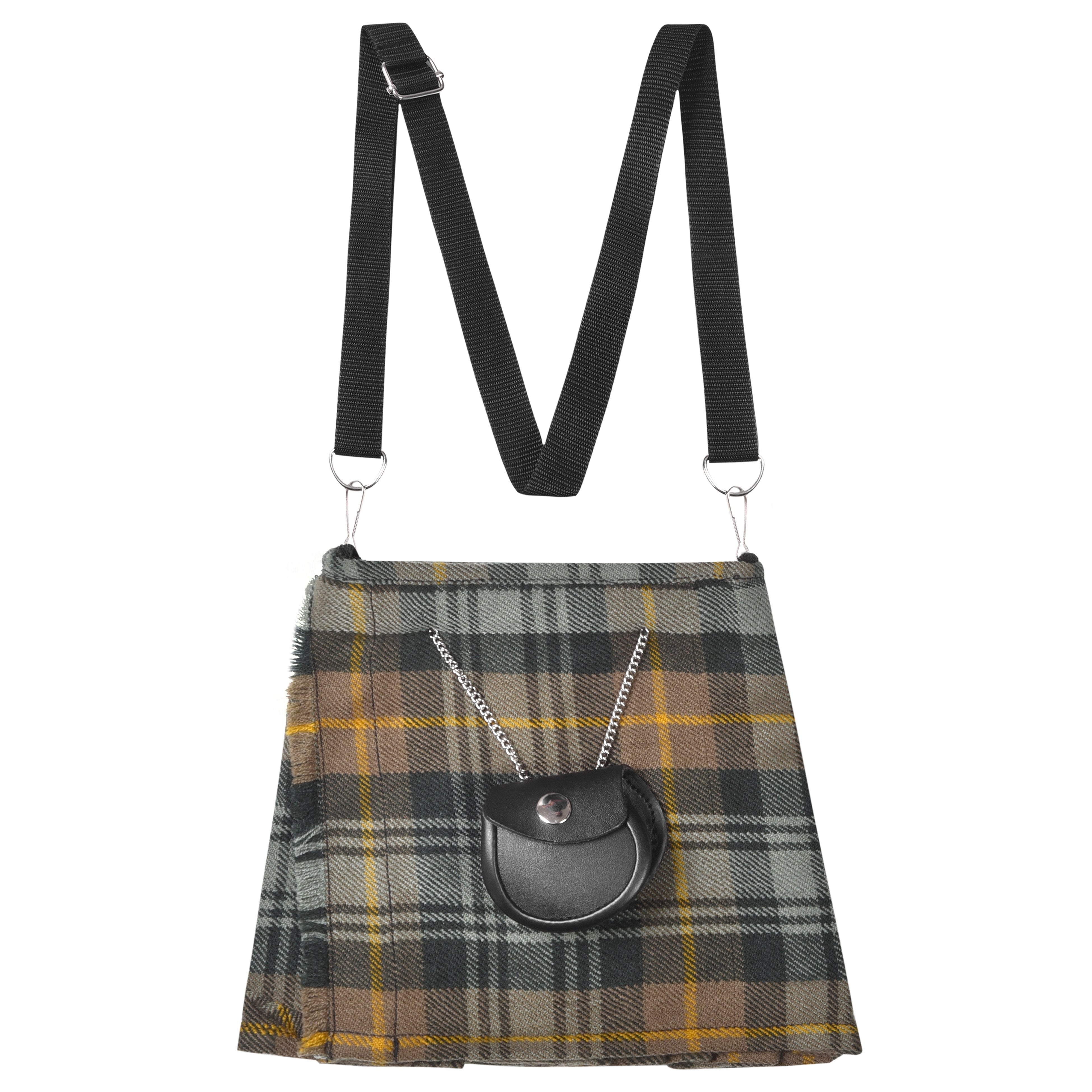 Traditional Scottish Women Tartan Bag Pleated Crossbody Purse - Adjustable Straps, Zip Closure Gordon Weathered Tartan