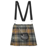 Traditional Scottish Women Tartan Bag Pleated Crossbody Purse - Adjustable Straps, Zip Closure Gordon Weathered Tartan