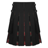 Men's Black Stewart Tartan Hybrid Kilt with Cargo Pockets, Utility Kilt