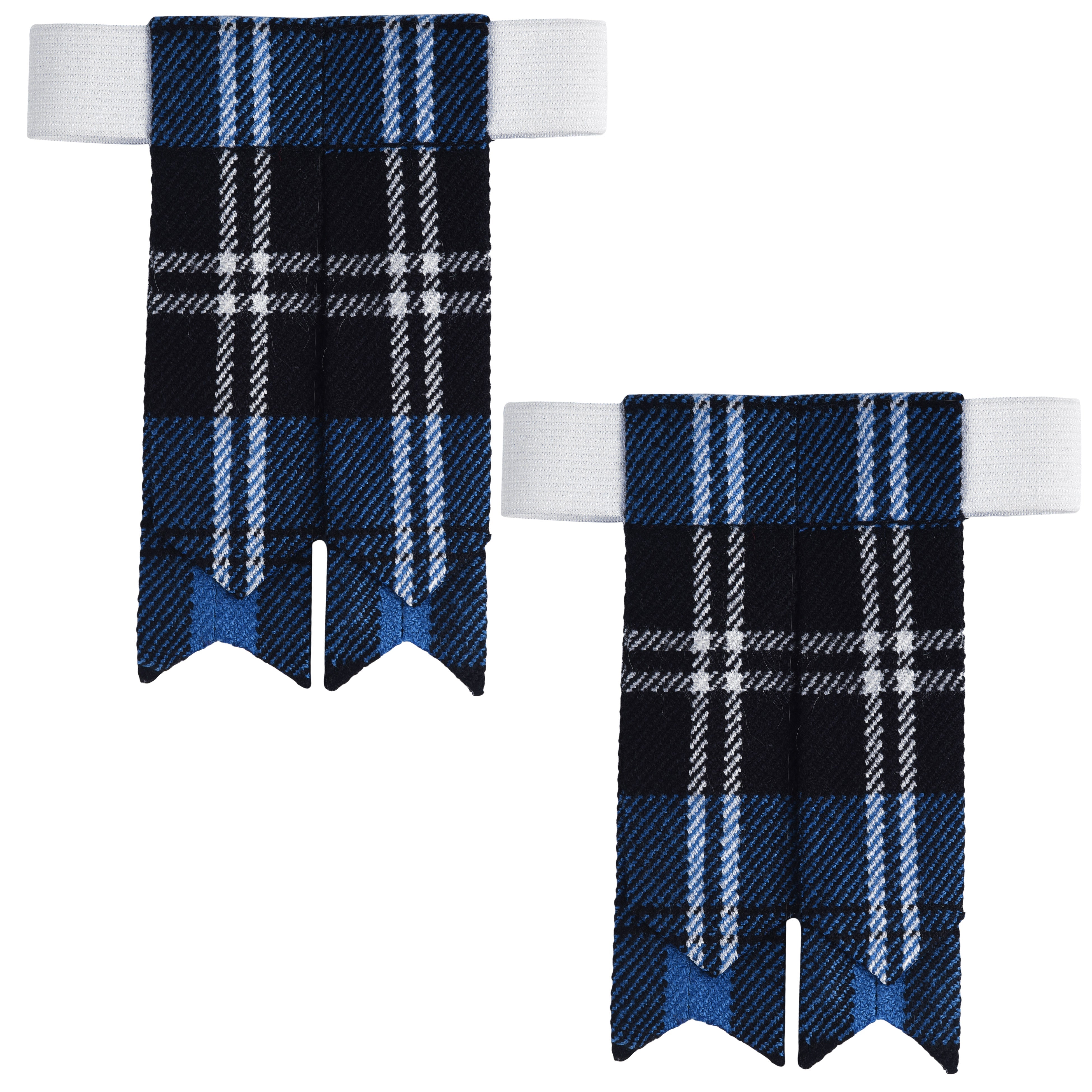 Scottish Tartan Kilt Flashes with Elastic Adjusters Blue Ramsay