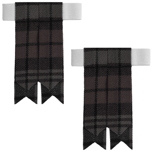 Scottish Tartan Kilt Flashes with Elastic Adjusters Black Watch Weathered