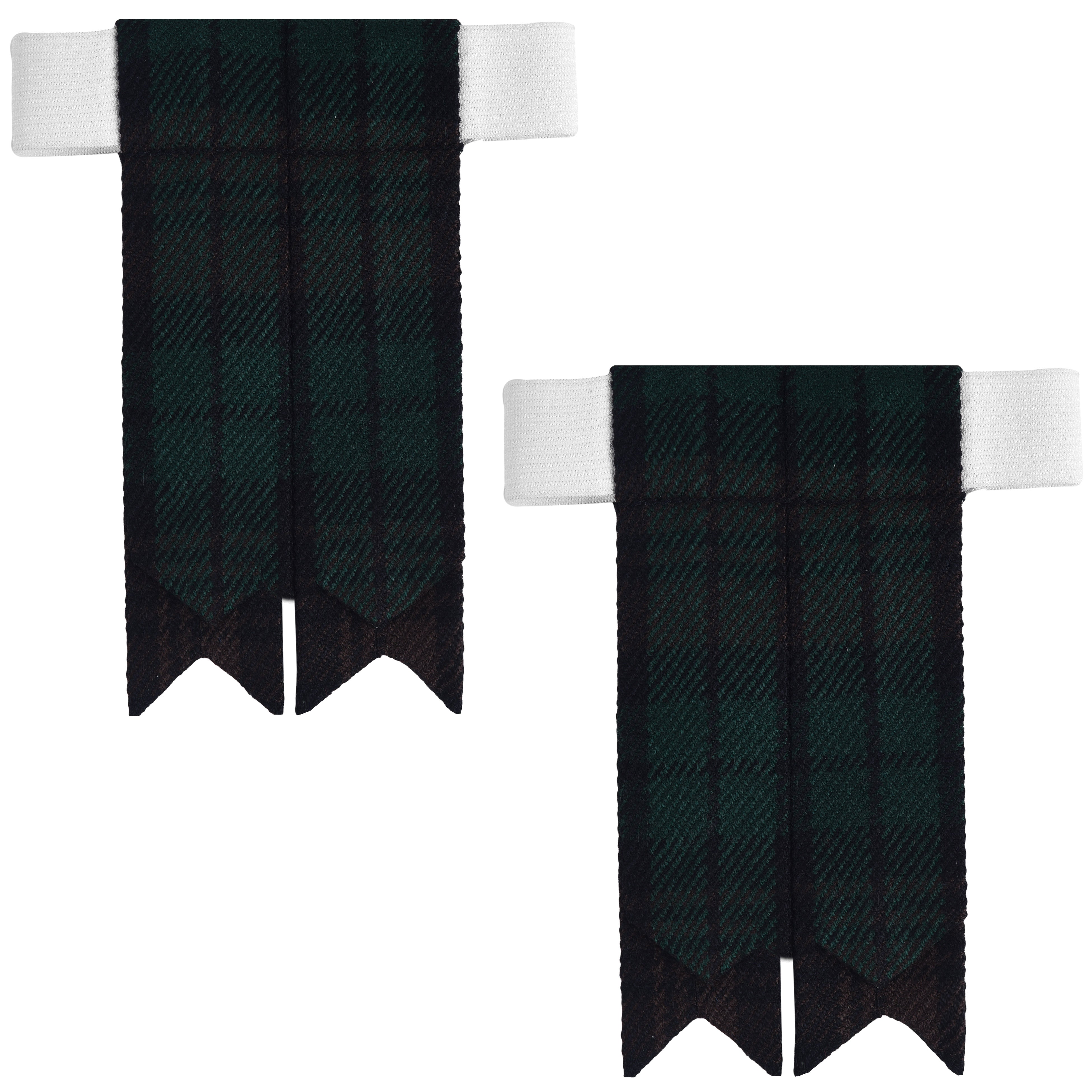 Scottish Tartan Kilt Flashes with Elastic Adjusters Brown Watch