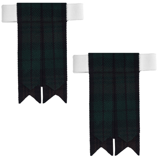 Scottish Tartan Kilt Flashes with Elastic Adjusters Brown Watch