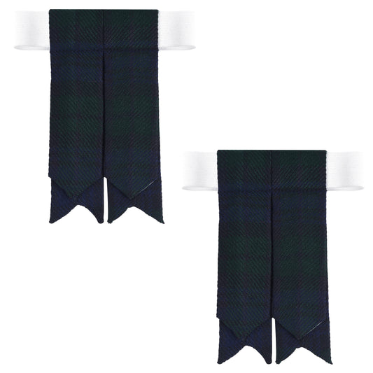 Scottish Tartan Kilt Flashes with Elastic Adjusters Black Watch