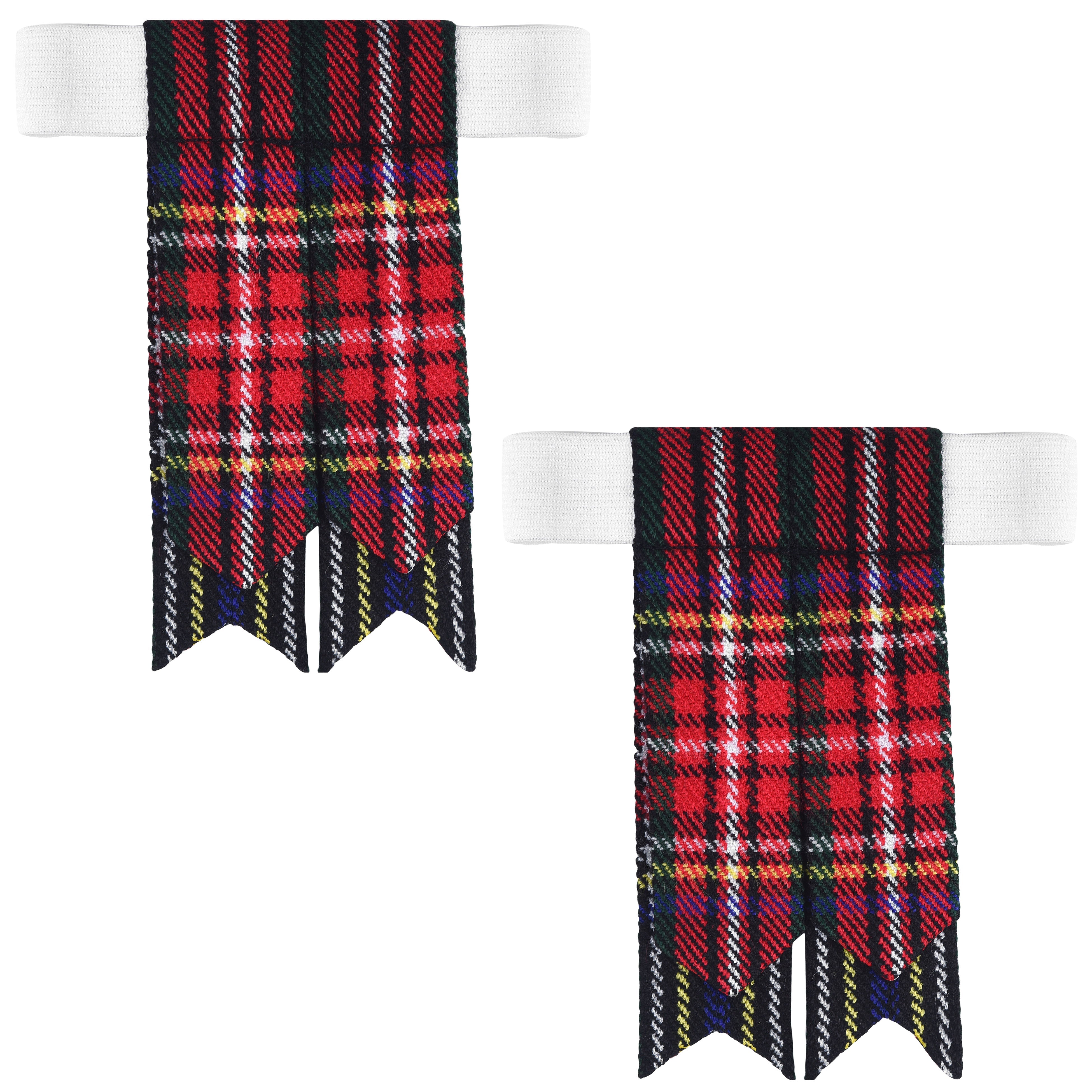 Scottish Tartan Kilt Flashes with Elastic Adjusters Black Stewart