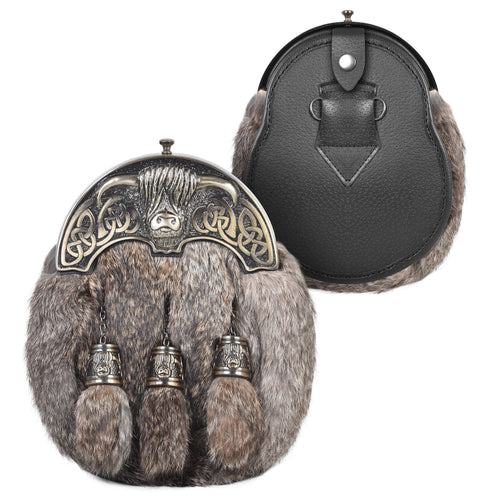 Premium Leather Sporran for Men - Ideal Kilt Accessories for Men, Scottish Kilt Sporran with Chain Belt Art # 2