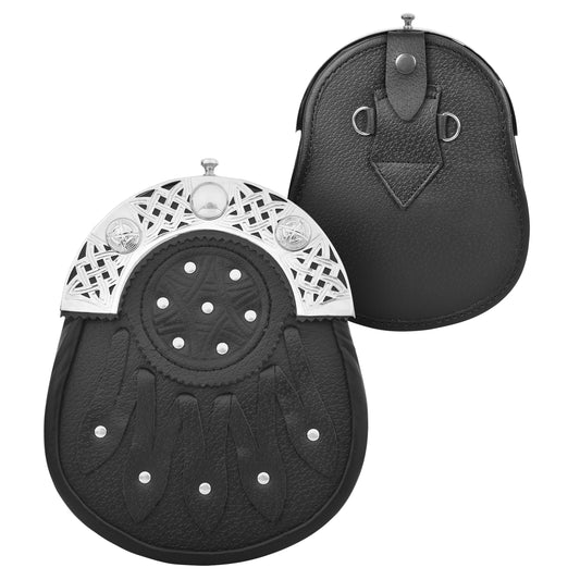 Premium Leather Sporran for Men - Ideal Kilt Accessories for Men, Scottish Kilt Sporran with Chain Belt Art # 7