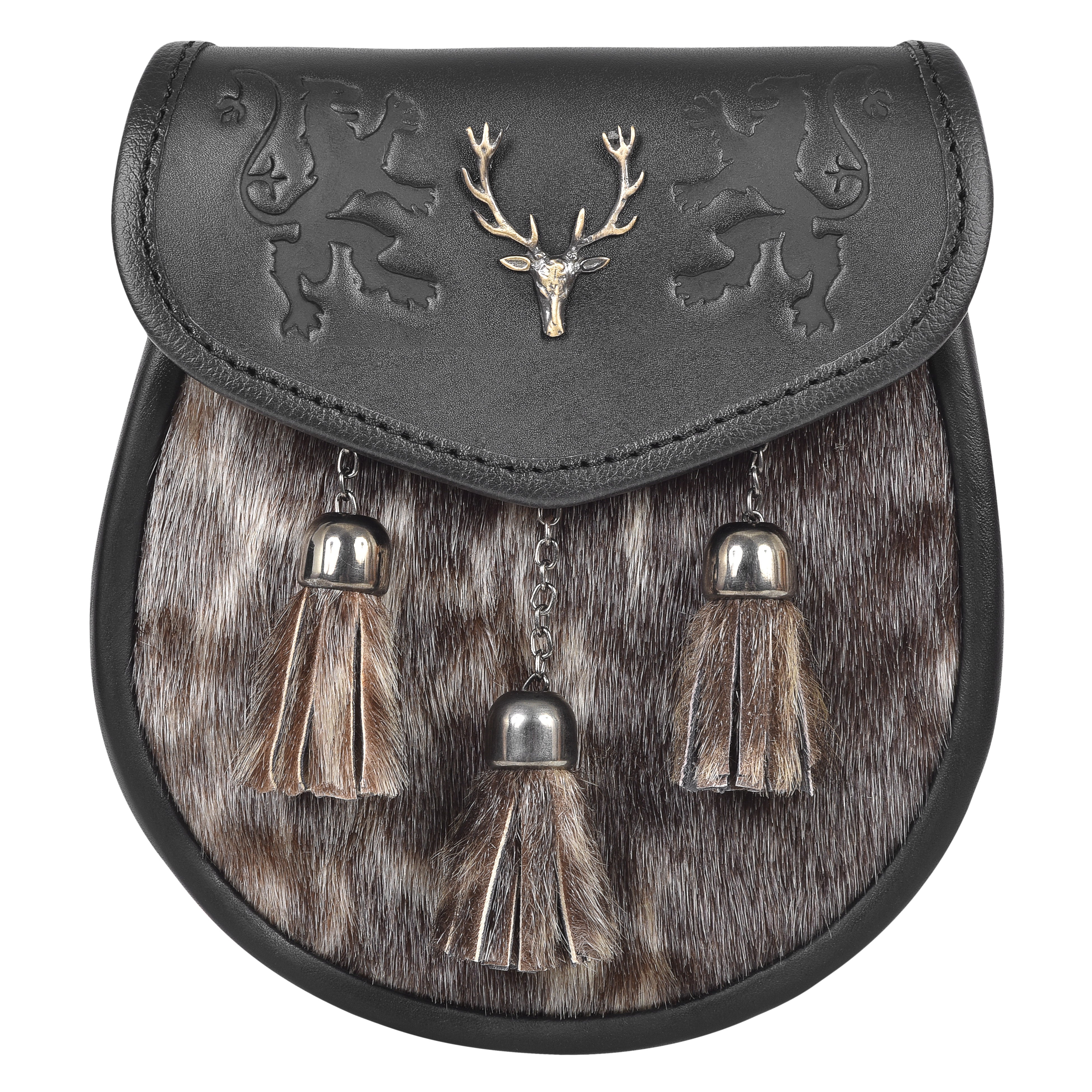 Premium Leather Sporran for Men - Ideal Kilt Accessories for Men, Scottish Kilt Sporran with Chain Belt Art # 9