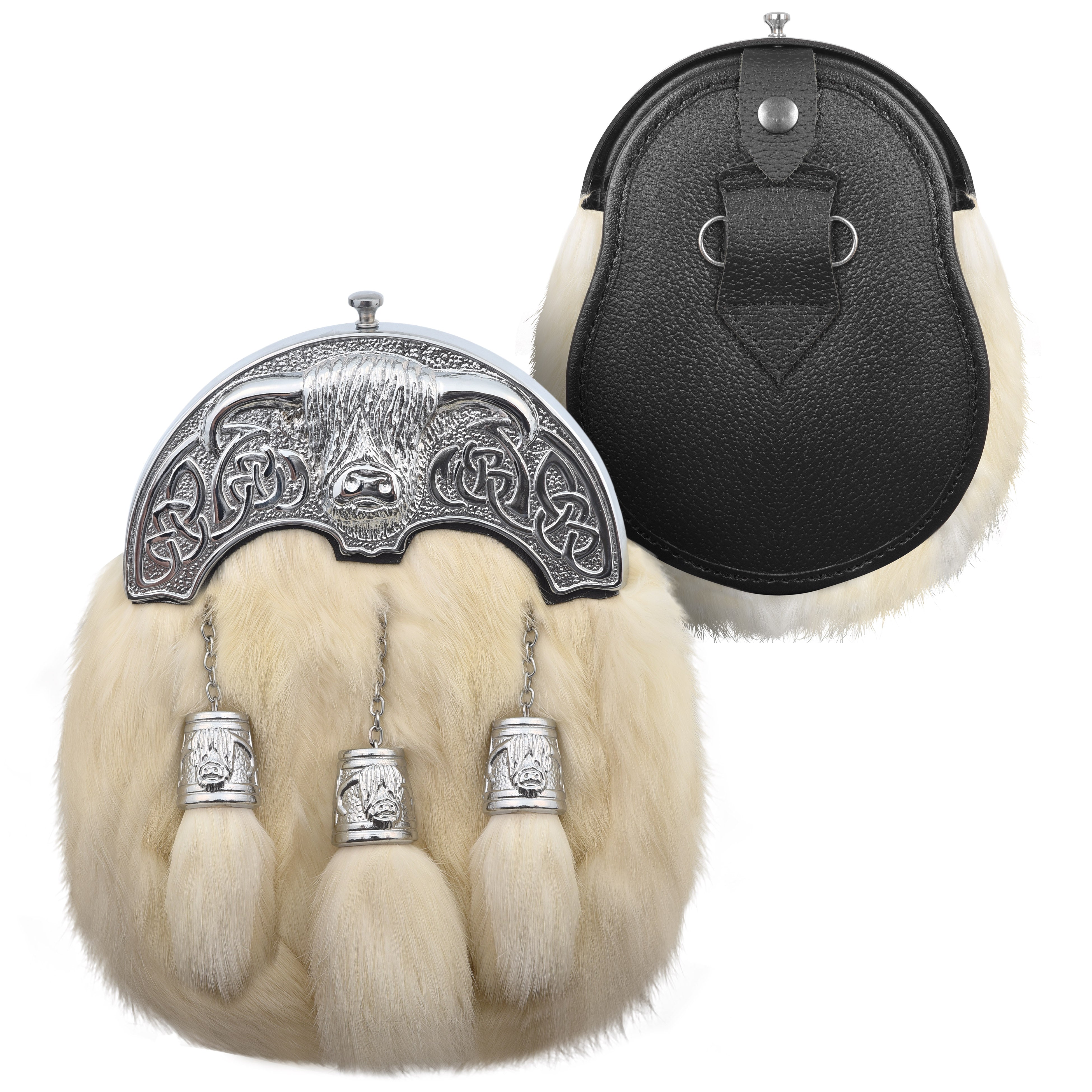 Premium Leather Sporran for Men - Ideal Kilt Accessories for Men, Scottish Kilt Sporran with Chain Belt Art # 3