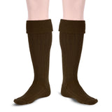 Scottish Bubbles Kilt Hose for Men, Ribbed Socks for USA Shoe Sizes - Brown