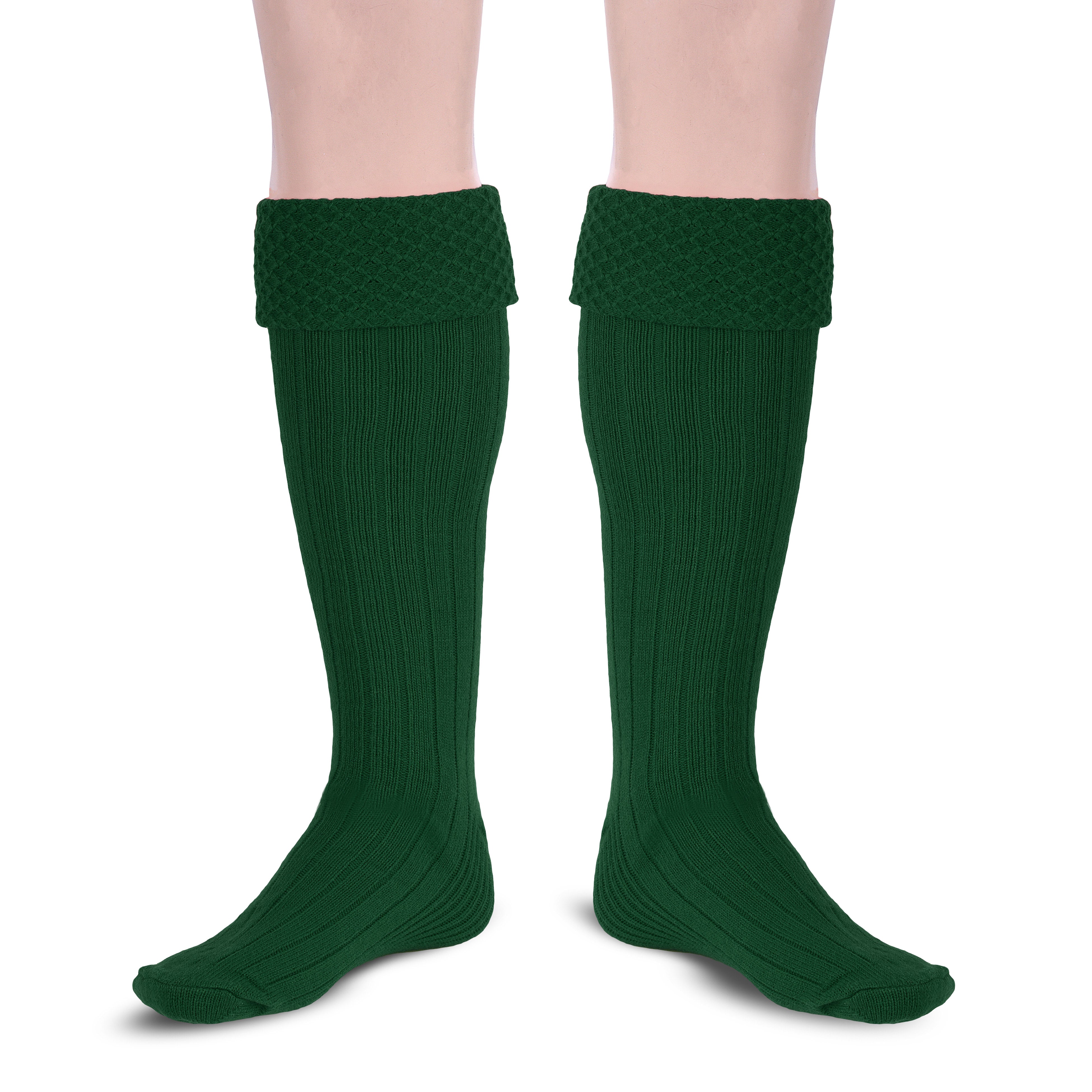 Scottish Bubbles Kilt Hose for Men, Ribbed Socks for USA Shoe Sizes - Green