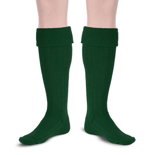 Scottish Bubbles Kilt Hose for Men, Ribbed Socks for USA Shoe Sizes - Green