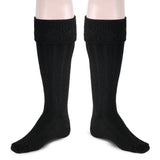 Scottish Square Kilt Hose for Men, Ribbed Socks for USA Shoe Sizes - Black