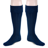 Scottish Square Kilt Hose for Men, Ribbed Socks for USA Shoe Sizes - Navy Blue