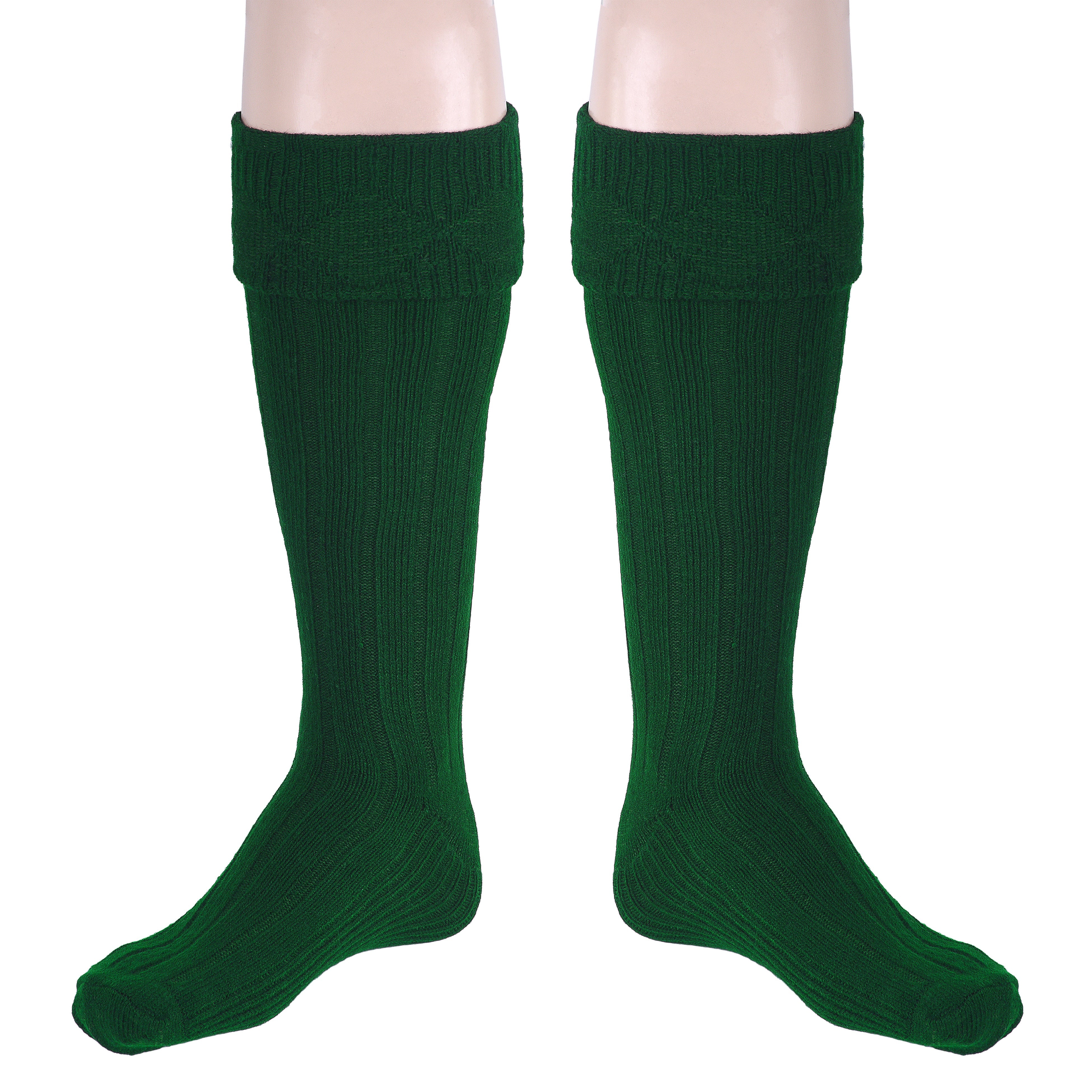 Scottish Square Kilt Hose for Men, Ribbed Socks for USA Shoe Sizes - Green
