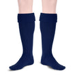 Scottish Bubbles Kilt Hose for Men, Ribbed Socks for USA Shoe Sizes - Navy Blue