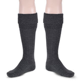 Scottish Bubbles Kilt Hose for Men, Ribbed Socks for USA Shoe Sizes - Charcoal Grey