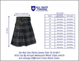 Scottish Men's Modern Grey Watch 16oz Tartan Pockets Utility Kilt, Cargo Kilt