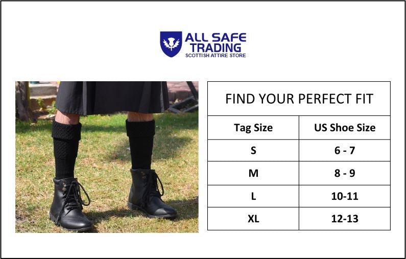 Scottish Bubbles Kilt Hose for Men, Ribbed Socks for USA Shoe Sizes - White