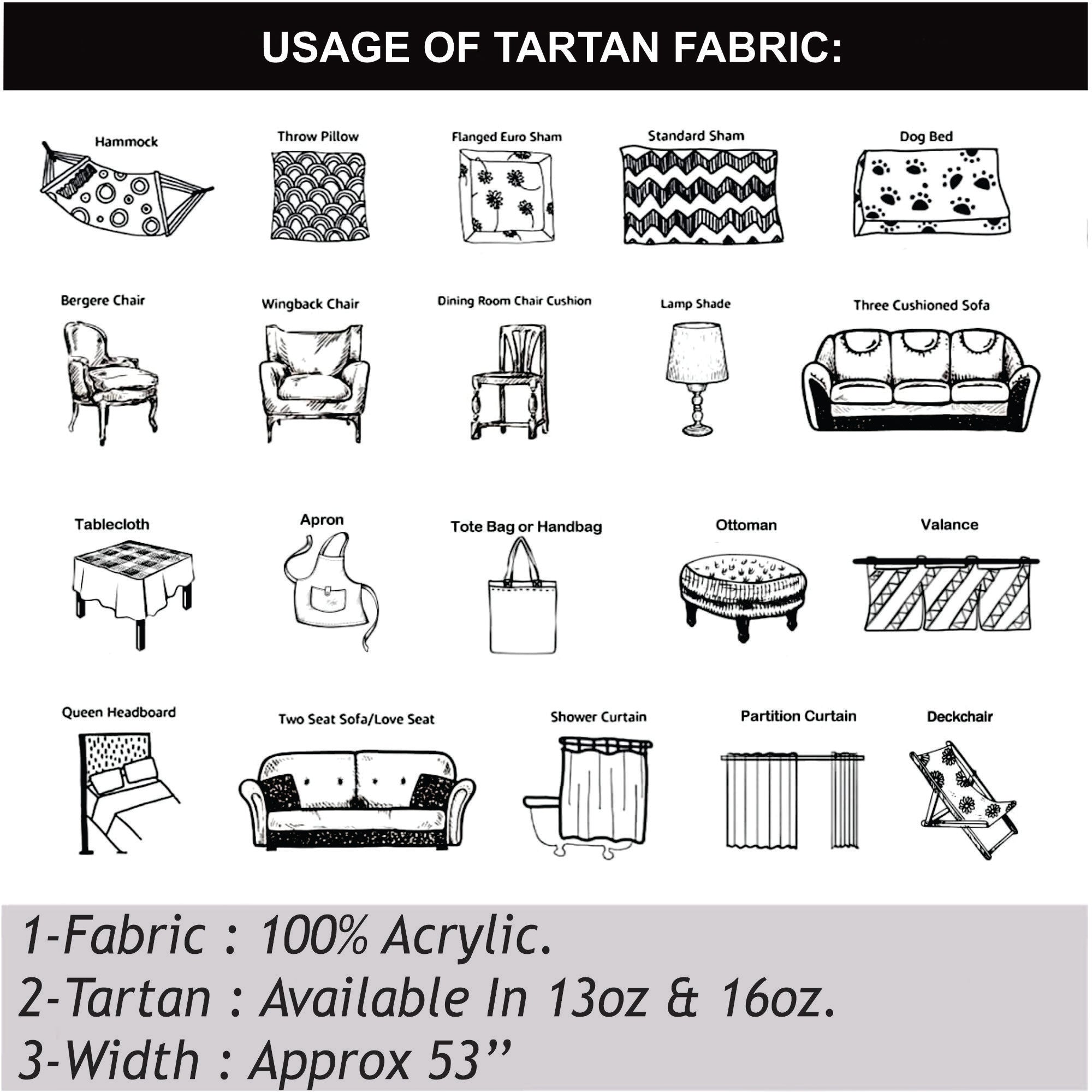 Scottish 13oz Tartan Plaid Fabric By The Yard - Gordon Weathered Tartan