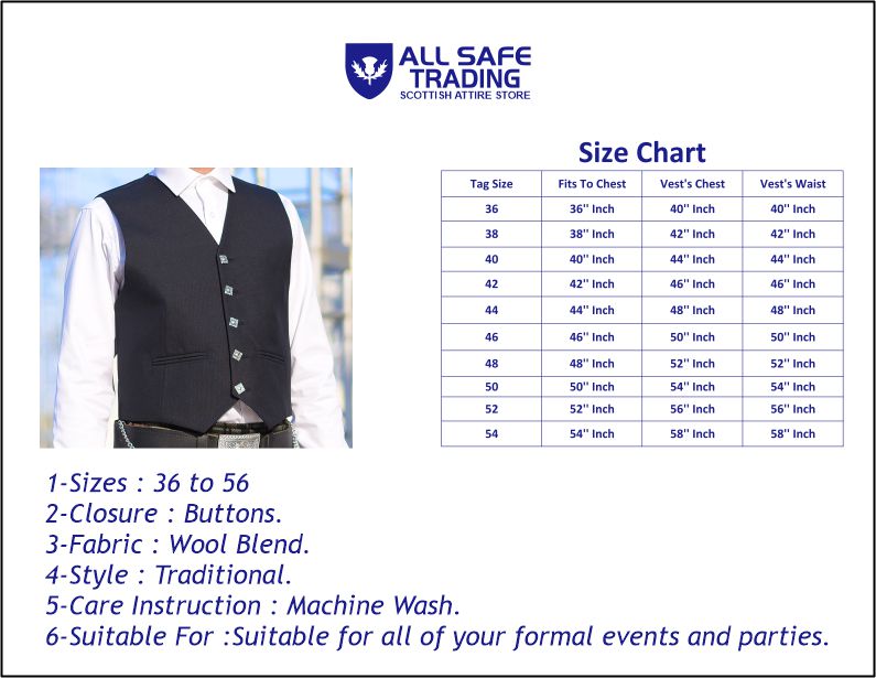 Scottish Formal 5 Buttons Kilt Waistcoat/Vest