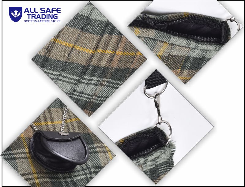 Traditional Scottish Women Tartan Bag Pleated Crossbody Purse - Adjustable Straps, Zip Closure Gordon Weathered Tartan