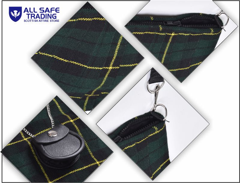 Traditional Scottish Women Tartan Bag Pleated Crossbody Purse - Adjustable Straps, Zip Closure Wallace Hunting Tartan