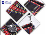 Traditional Scottish Women Tartan Bag Pleated Crossbody Purse - Adjustable Straps, Zip Closure Black Stewart Tartan
